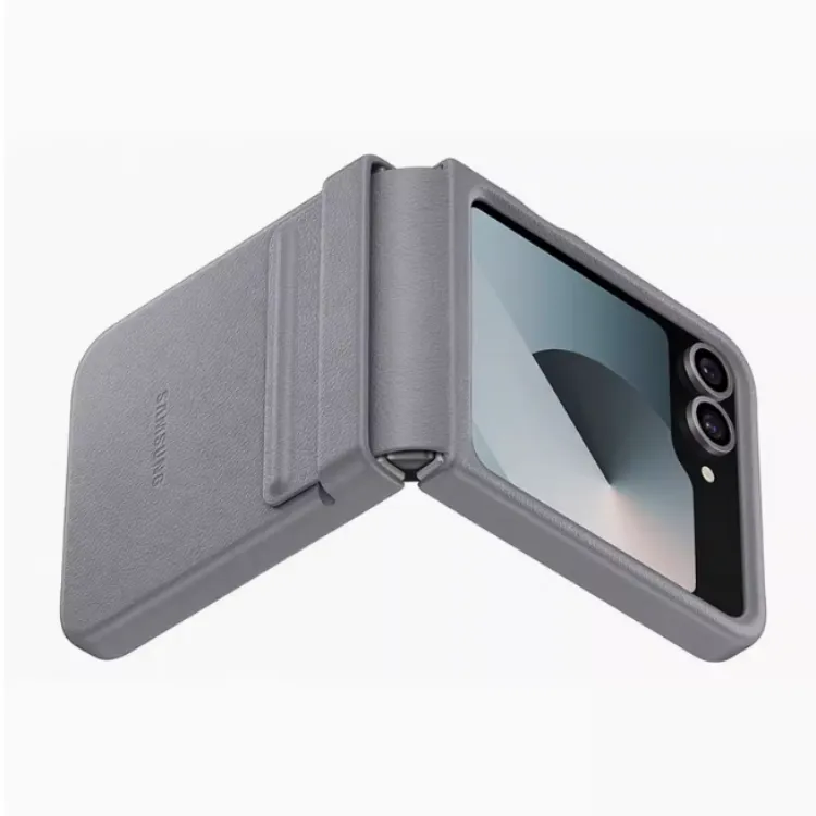 SAMSUNG Leather Material Minimalist Style Phone Cases Compatibility Samsung Galaxy Z Flip 6-3