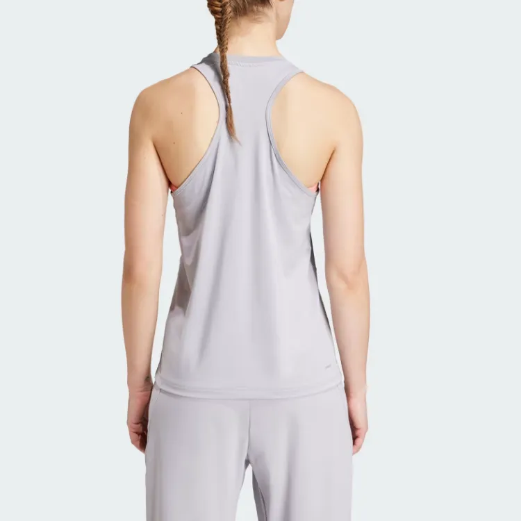 Adidas Women's Aeroready Train Essentials Regular 3 Stripes Tank Top Glory Grey/White-2