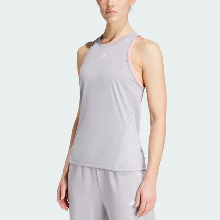 Adidas Women's Aeroready Train Essentials Regular 3 Stripes Tank Top Glory Grey/White-1