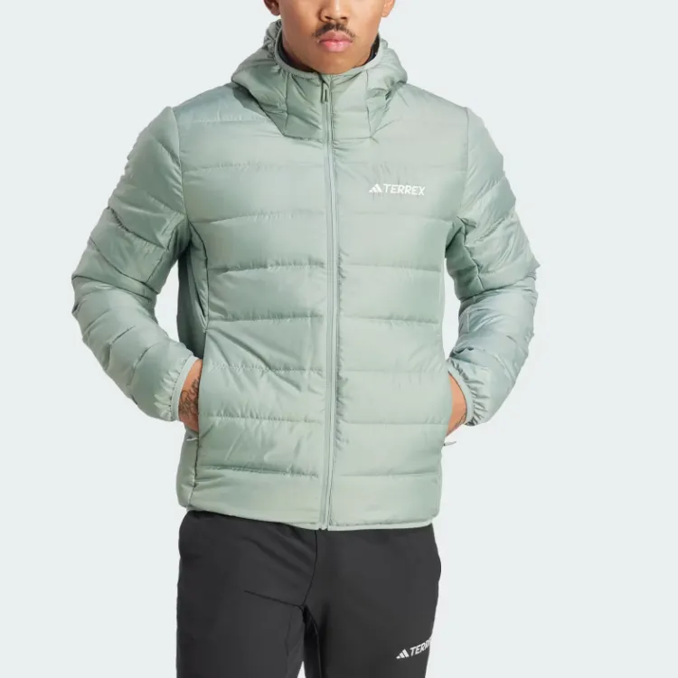 Adidas ULT TERREX MULTI LIGHT DOWN HOODED JACKET Jackets Coats Men's Silver Green-1