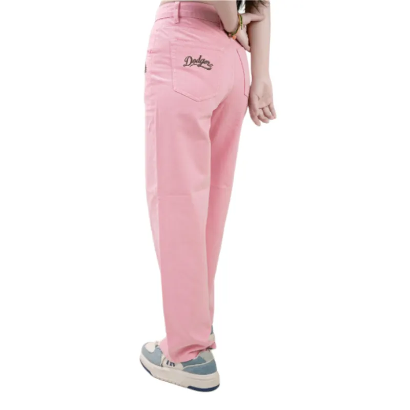 MLB Varsity Los Angeles Dodgers SS25 Jeans Women's Pink-1