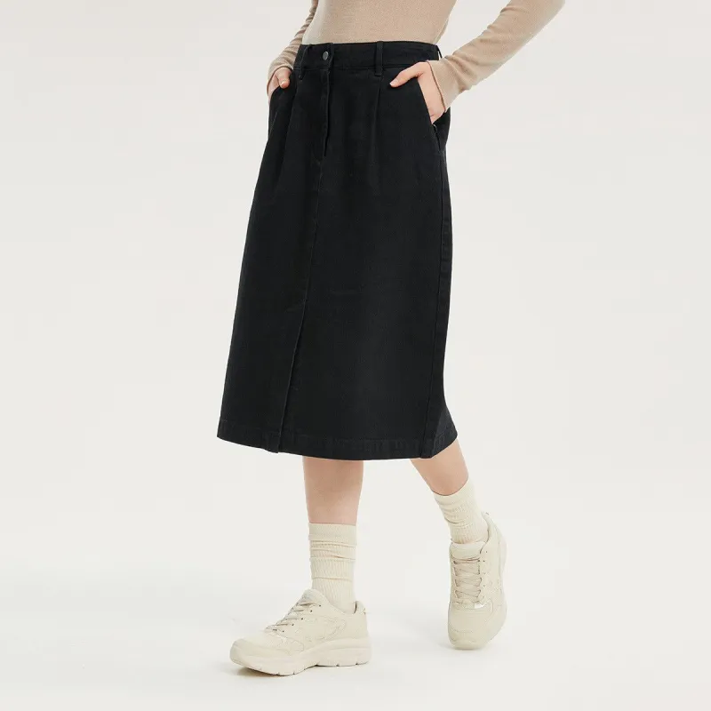 Skechers Yazhuan Series Denim Long Skirts Women's Carbon Black-2