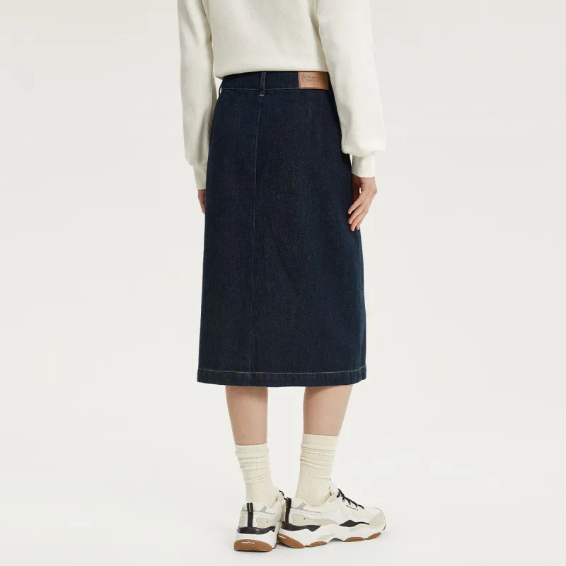 Skechers Yazhuan Series Denim Long Skirts Women's Dark Blue-2