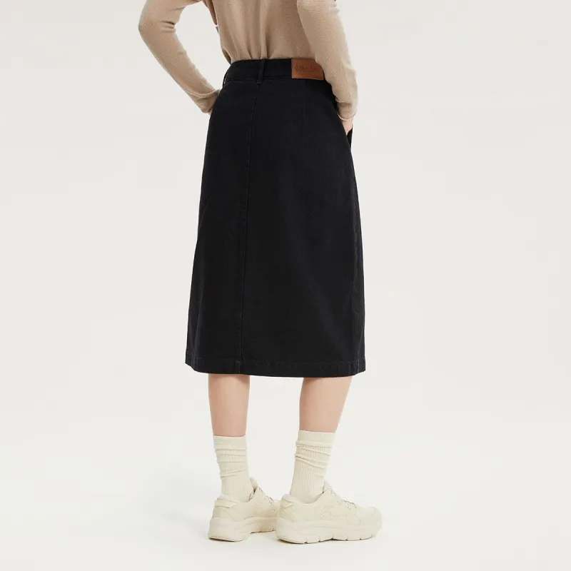 Skechers Yazhuan Series Denim Long Skirts Women's Carbon Black-3