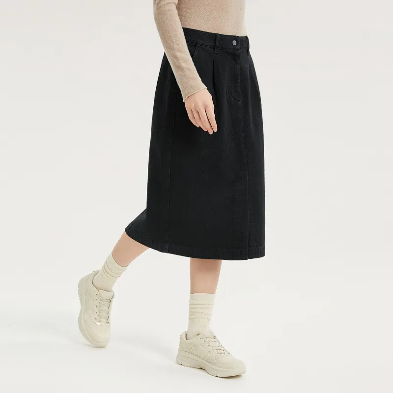Skechers Yazhuan Series Denim Long Skirts Women's Carbon Black-4