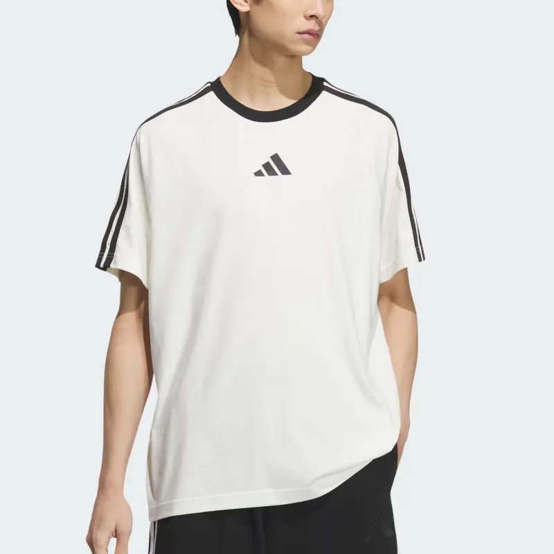 Adidas 3 Stripes T Shirt Men's Jade White-3