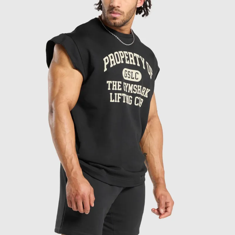 GYMSHARK Property Of Cut Off Tank T Shirt Men's Black-3