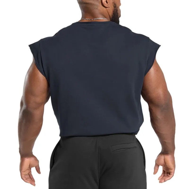 GYMSHARK Graphic Cut Off T Shirt Men's Dark Blue-1