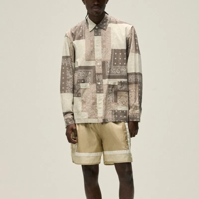 KITH Washed Cotton Bandana Boxy Collared Overshirt Shirt Men's Overcast Day-2