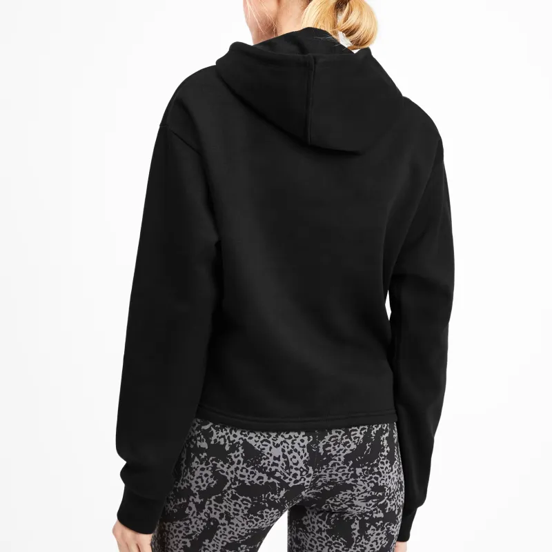 PUMA Essentials Logo Cropped Hoodie Sweatshirt Women's Black-2