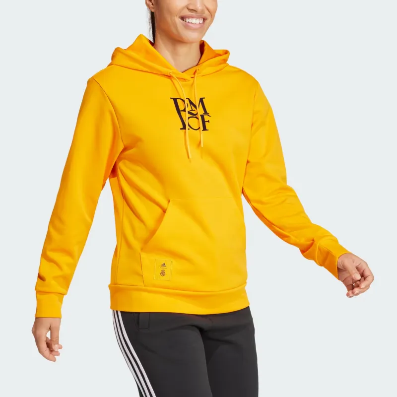 Adidas REAL MADRID DOUBLEKNIT HOODIE Sweatshirt Women's Yellow-3