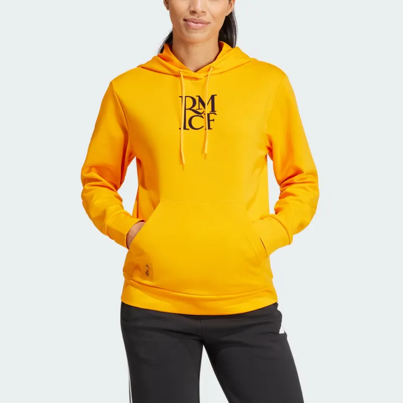 Adidas REAL MADRID DOUBLEKNIT HOODIE Sweatshirt Women's Yellow-1