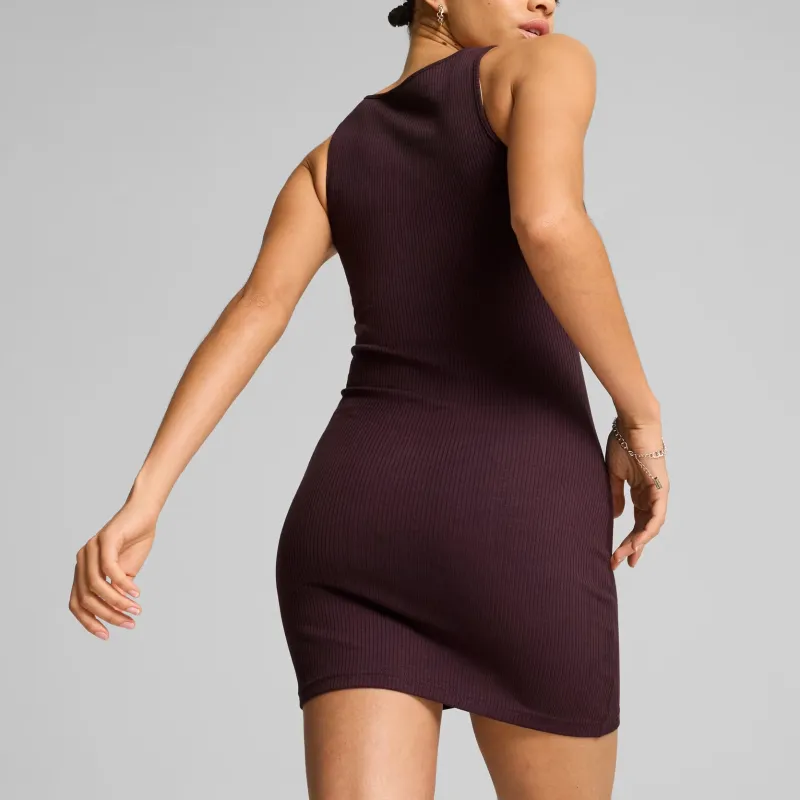PUMA CLASSICS Ribbed Dress Sleeveless Dress Women's Midnight Plum Blossom-3