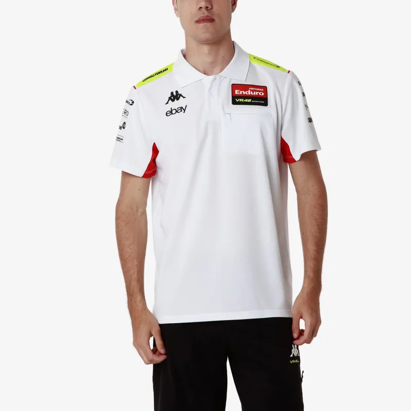 Kappa x VR46 White Collection FW24 ACRAZ MISANO Polo Shirt Men's White-3