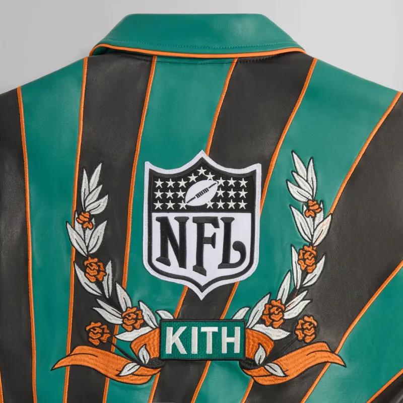 KITH X Jeff Hamilton Nfl Dolphins Leather Varsity Jacket-5