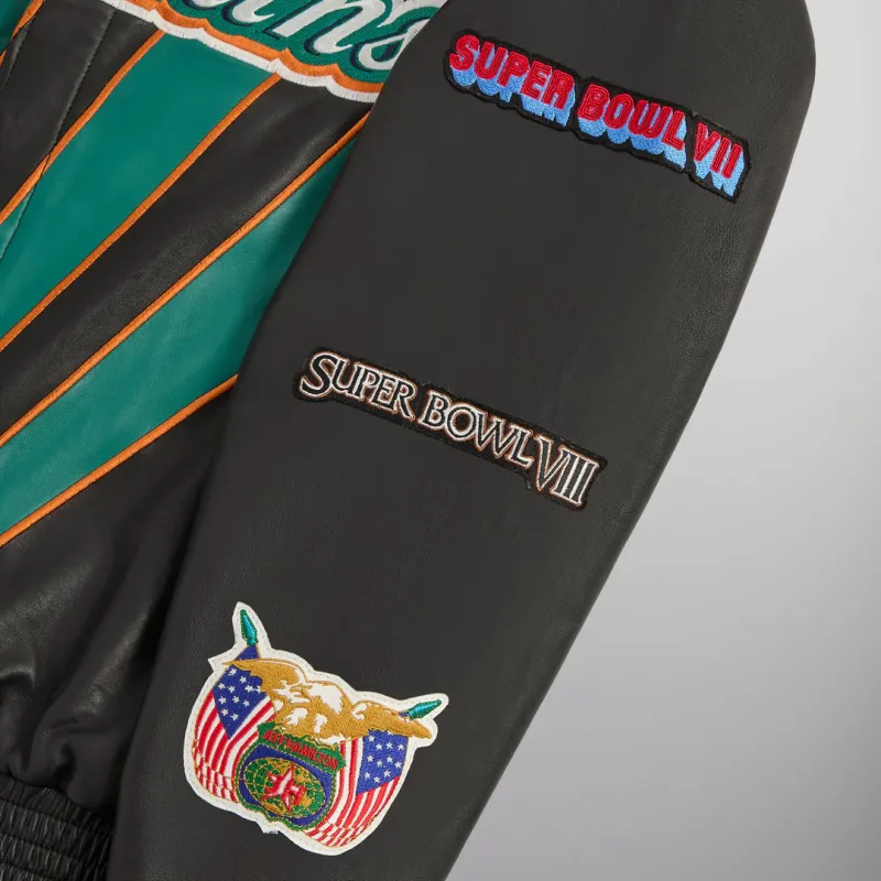 KITH X Jeff Hamilton Nfl Dolphins Leather Varsity Jacket-4