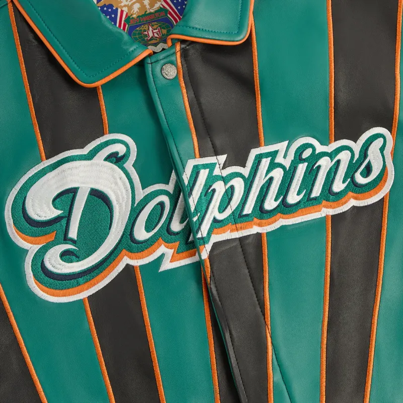 KITH X Jeff Hamilton Nfl Dolphins Leather Varsity Jacket-2