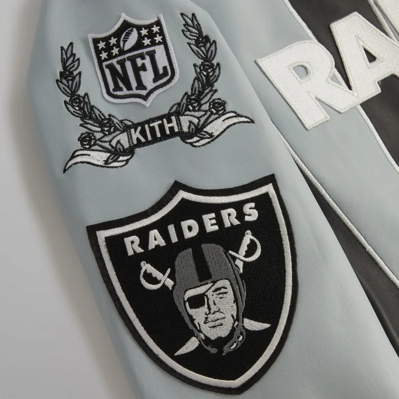 KITH X Jeff Hamilton Nfl Raiders Leather Varisty Jacket-3