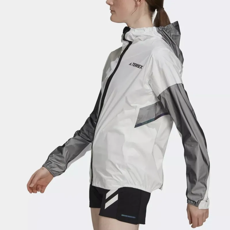 Adidas Agravic Light Waterproof Pro Trail Running Rain Jacket Women's White/Black-4