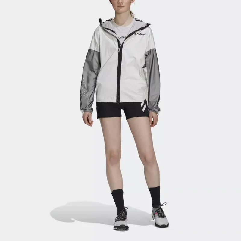 Adidas Agravic Light Waterproof Pro Trail Running Rain Jacket Women's White/Black-2