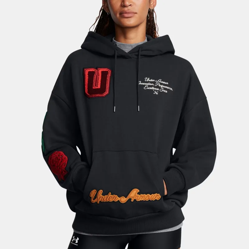 Under Armour Icon Heavyweight Terry Sweatshirt Women's Black/Peak White-2