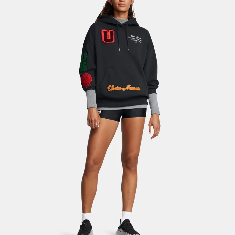 Under Armour Icon Heavyweight Terry Sweatshirt Women's Black/Peak White-3