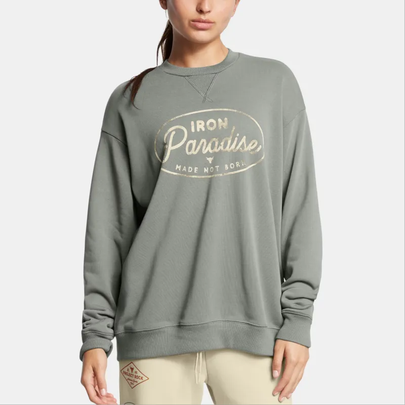 Under Armour ProjectRock Heavyweight Tools Of The Trade Crew Sweatshirt Women's Clay Green/Black-2