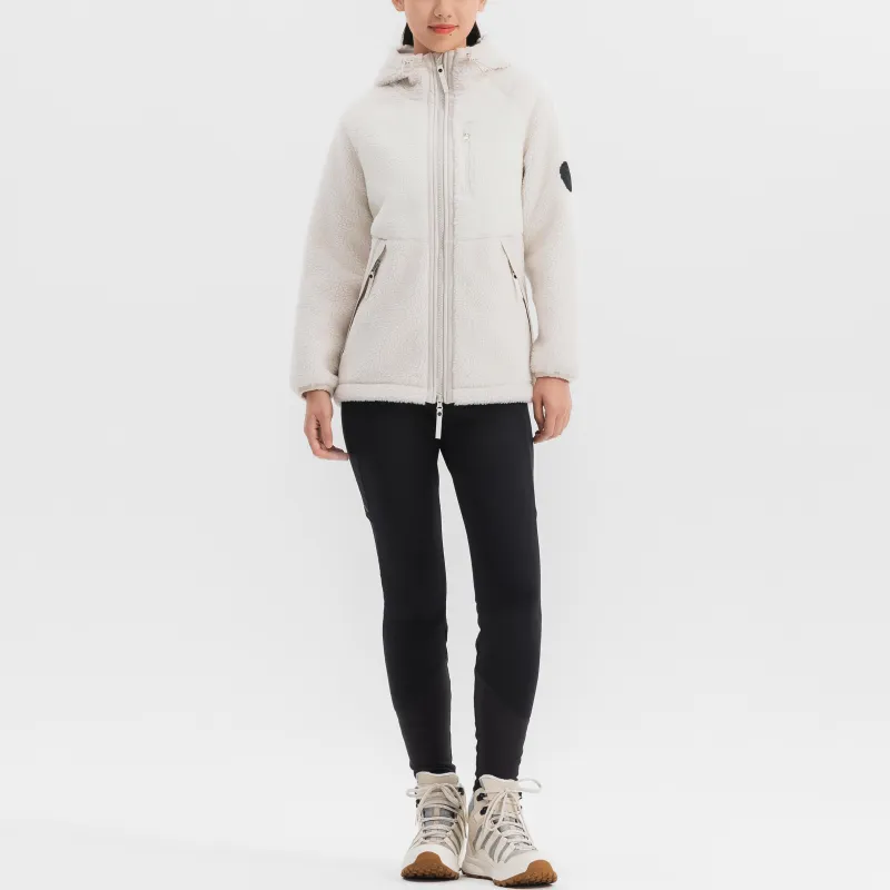 DECATHLON SH500 Velvet feel Coat Women's Pearl Beige-4