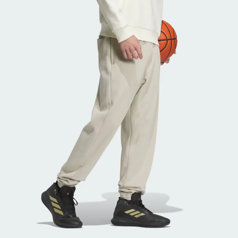 Adidas BASKETBALL Knitted Sports Pants Men's Light Sesame Earth Gray-3