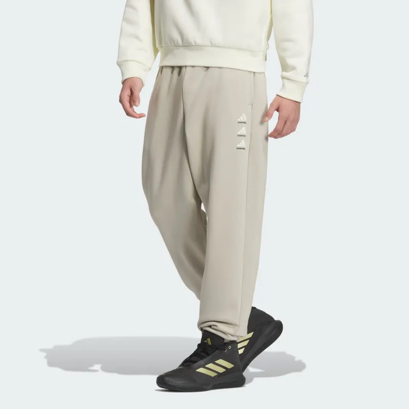 Adidas BASKETBALL Knitted Sports Pants Men's Light Sesame Earth Gray-1