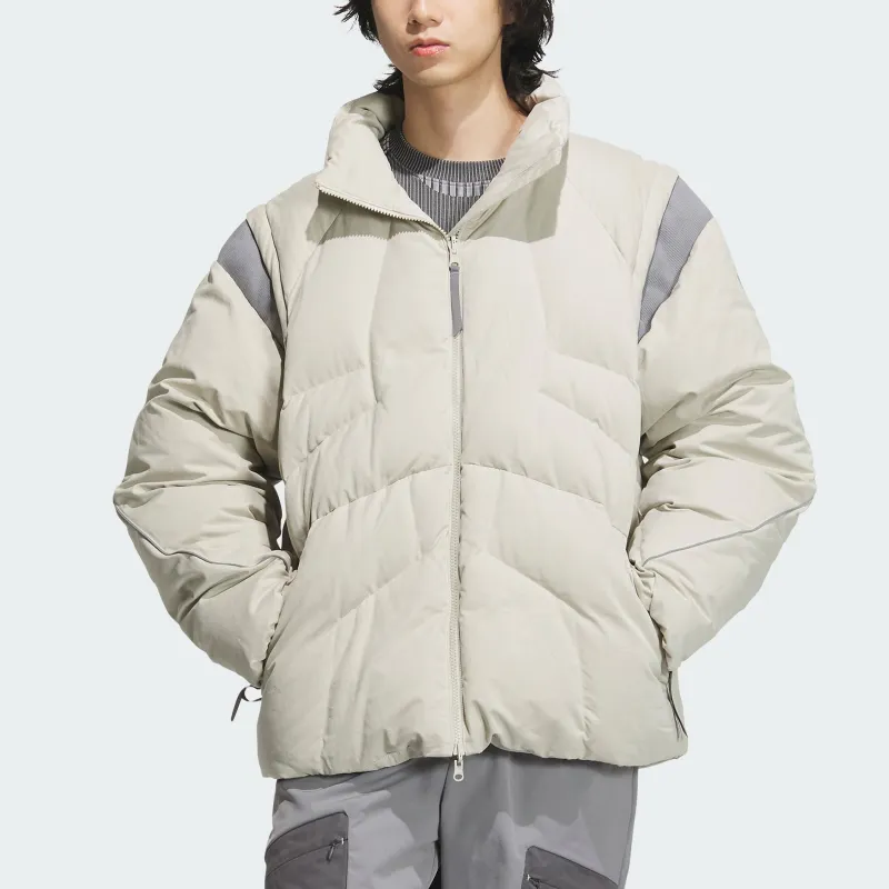 Adidas FW24 FUSTL P DJK MID Down Jacket Men's Light Sesame Earth Gray-2