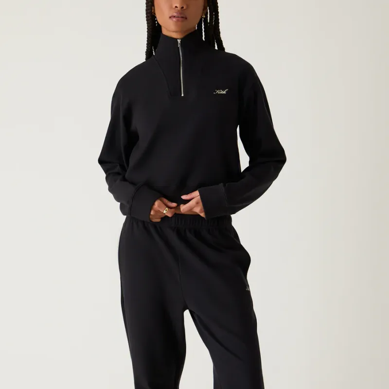KITH Women's Haylen Cropped French Terry Crewneck 'Battleship'-2