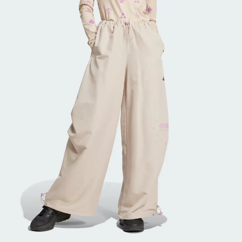 Adidas FW24 Sky Print Woven Parachute Casual Pants Women's Marvelous Beige-1