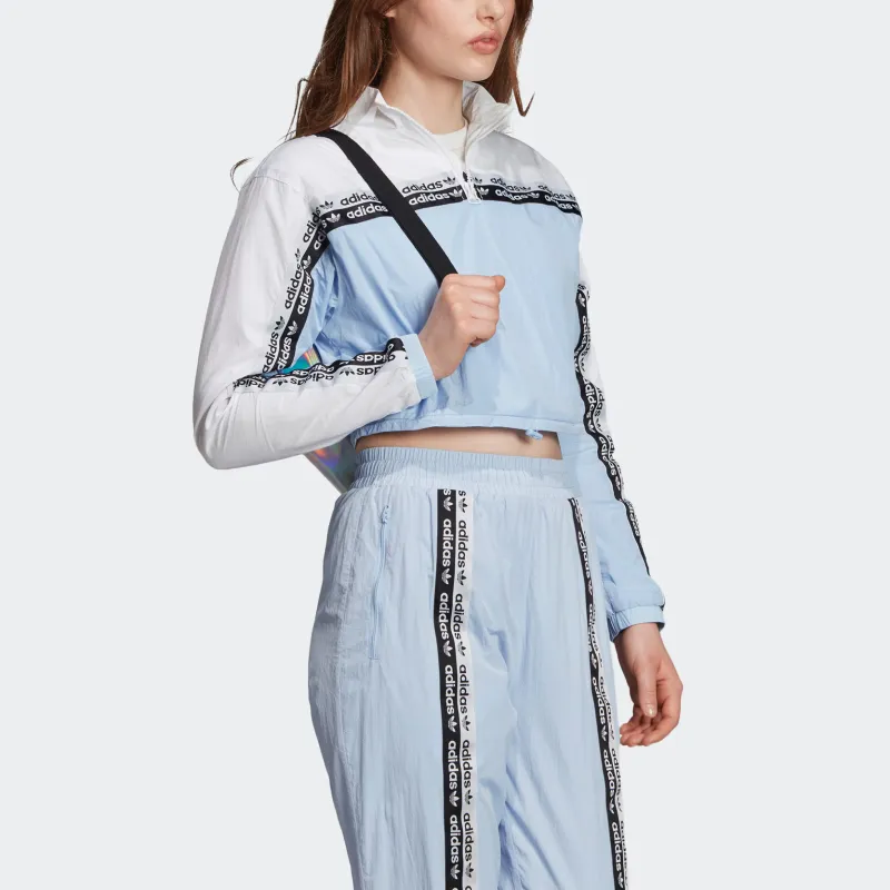 Adidas Originals Cropped Hoodie Sweatshirt Women's Blue-4