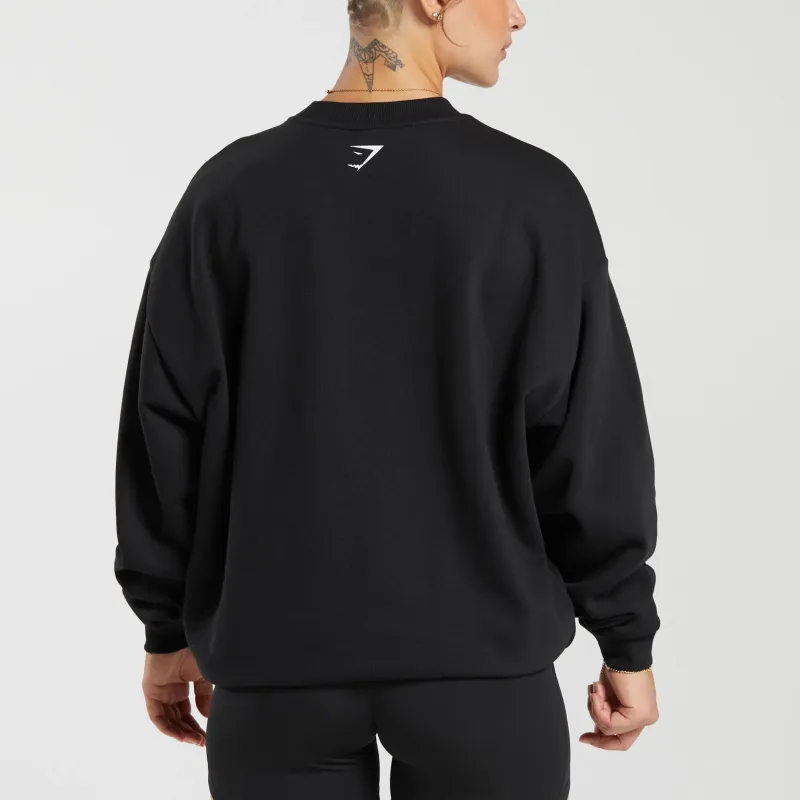 GYMSHARK FW24 Essentials Graphic Oversized Sweatshirt Women's Black-3