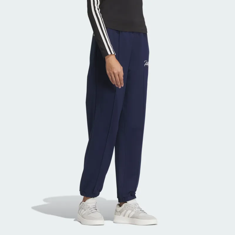 Adidas VERBIAGE FRENCH TERRY JOGGERS Casual Pants Women's Dark Indigo/Jade White-3