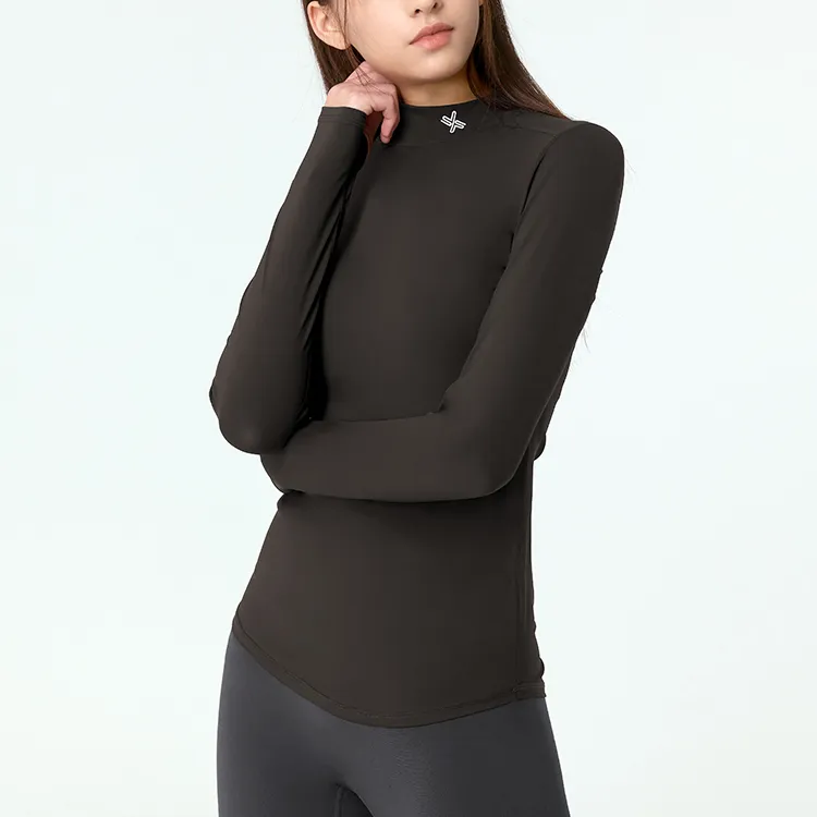XEXYMIX T Shirt Women's Chocolate Brown-3