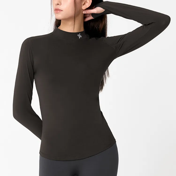 XEXYMIX T Shirt Women's Chocolate Brown-2