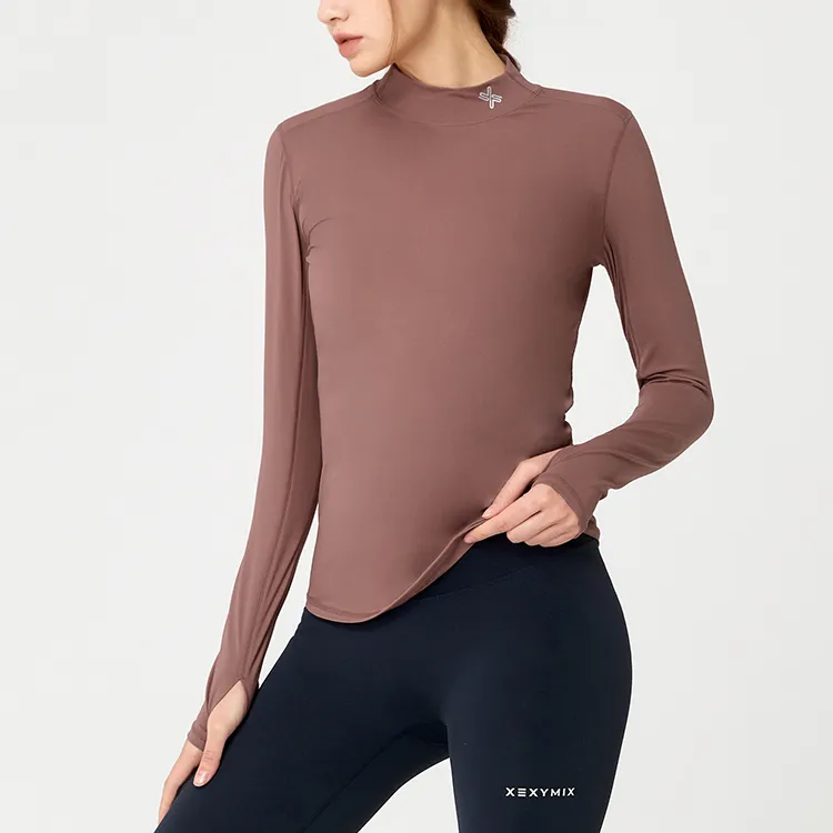 XEXYMIX T Shirt Women's Dark Rose Red-2