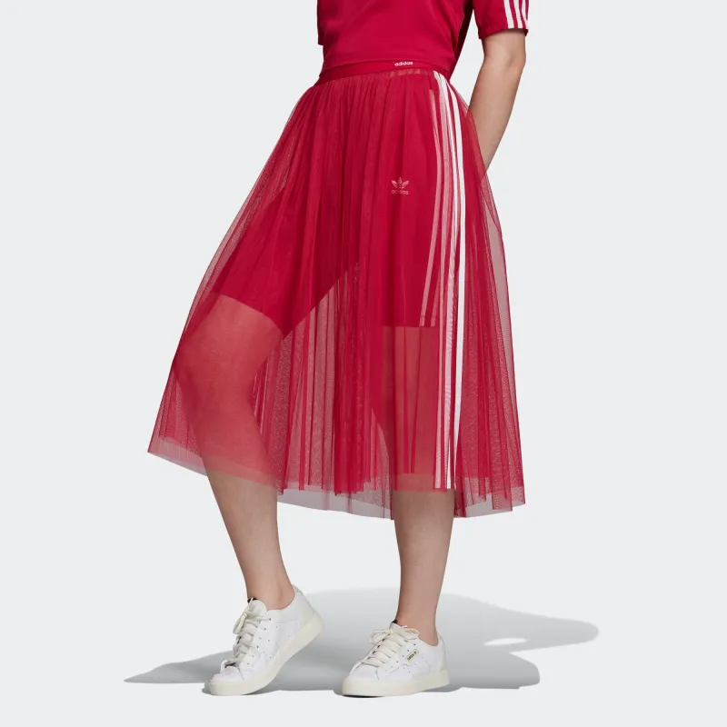 Adidas Originals Casual Long Skirt Europe Version Women's Red-3