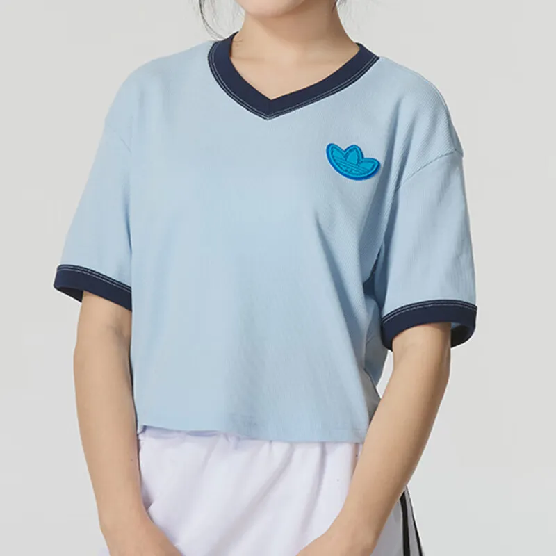 Adidas Originals Drop Shoulder Sleeve T Shirt Women's Blue-4