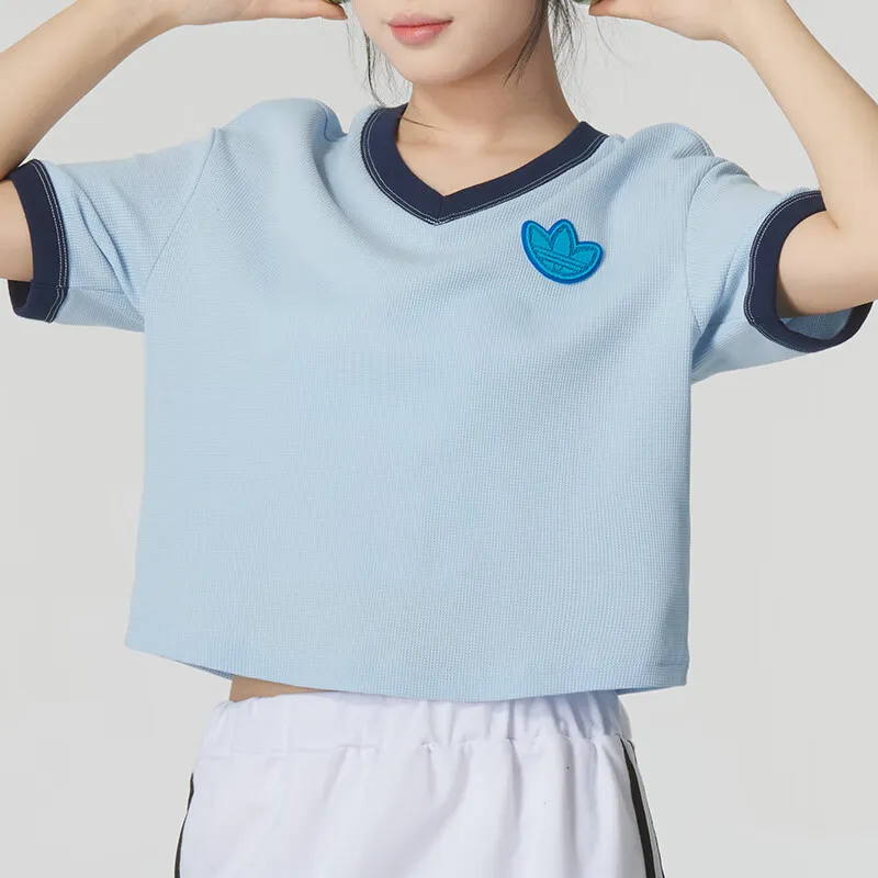 Adidas Originals Drop Shoulder Sleeve T Shirt Women's Blue-2