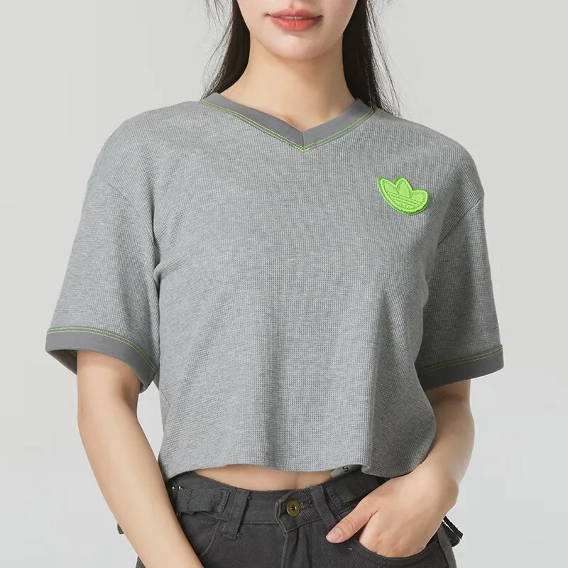adidas originals Women'ss Cropped Short-Sleeve T-Shirt Gray-1