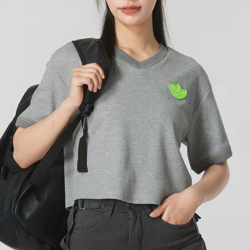 adidas originals Women'ss Cropped Short-Sleeve T-Shirt Gray-3