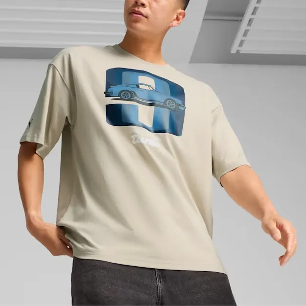 PUMA Porsche Legacy 911 SS24 Drop Shoulder Sleeve T-Shirt Men's Desert Dust-2