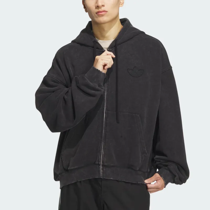 Adidas Originals WASHED FW24 HOODED JACKET Jackets & Coats Men Black-2