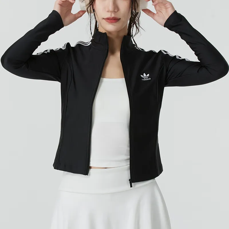 Adidas Women's Adicolor 3 Stripes Slim Track Top Black-2