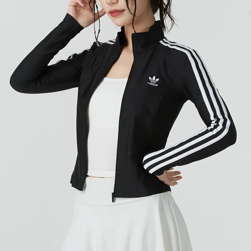 Adidas Women's Adicolor 3 Stripes Slim Track Top Black-3