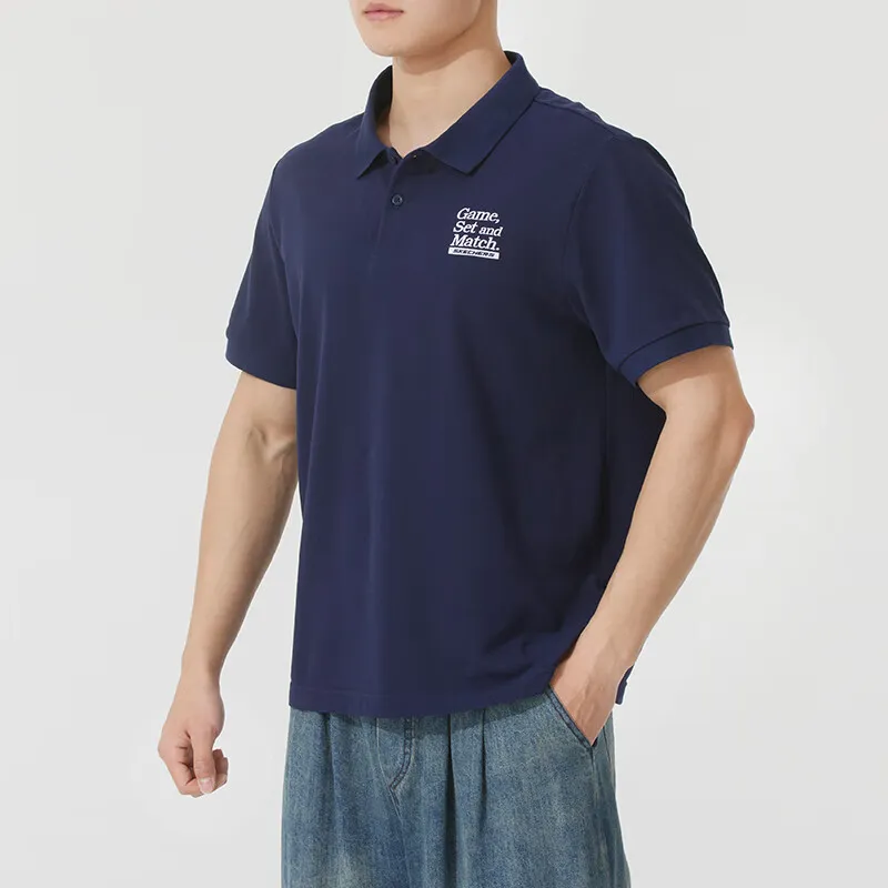 Skechers Comfort Sports Series Polo Shirt Men's Marine Blue 00DU-2