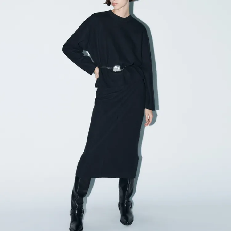 ZARA Knit Long Skirts Women's Black-1